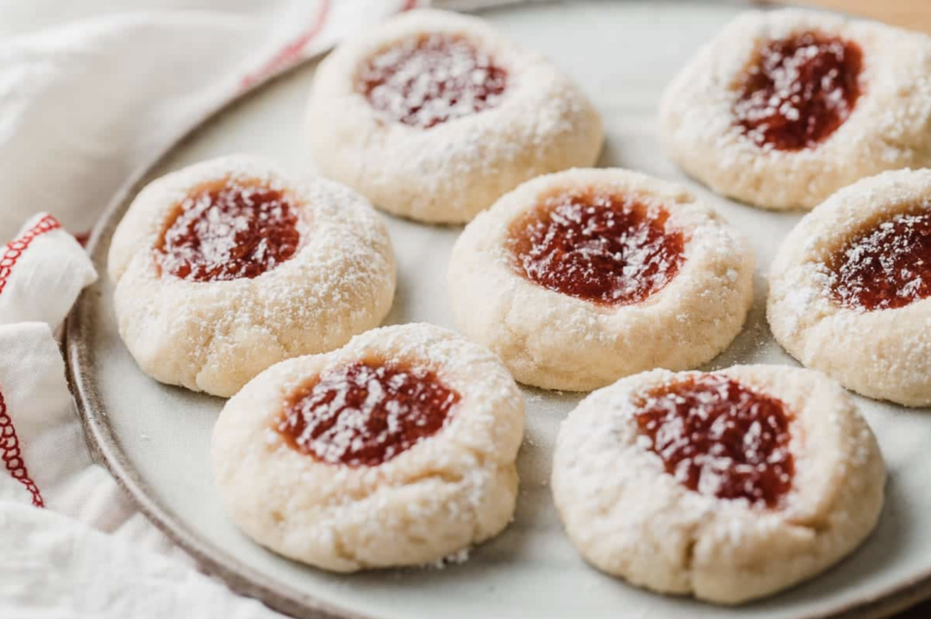 Sourdough thumb print cookies made with sourdough starter discard.